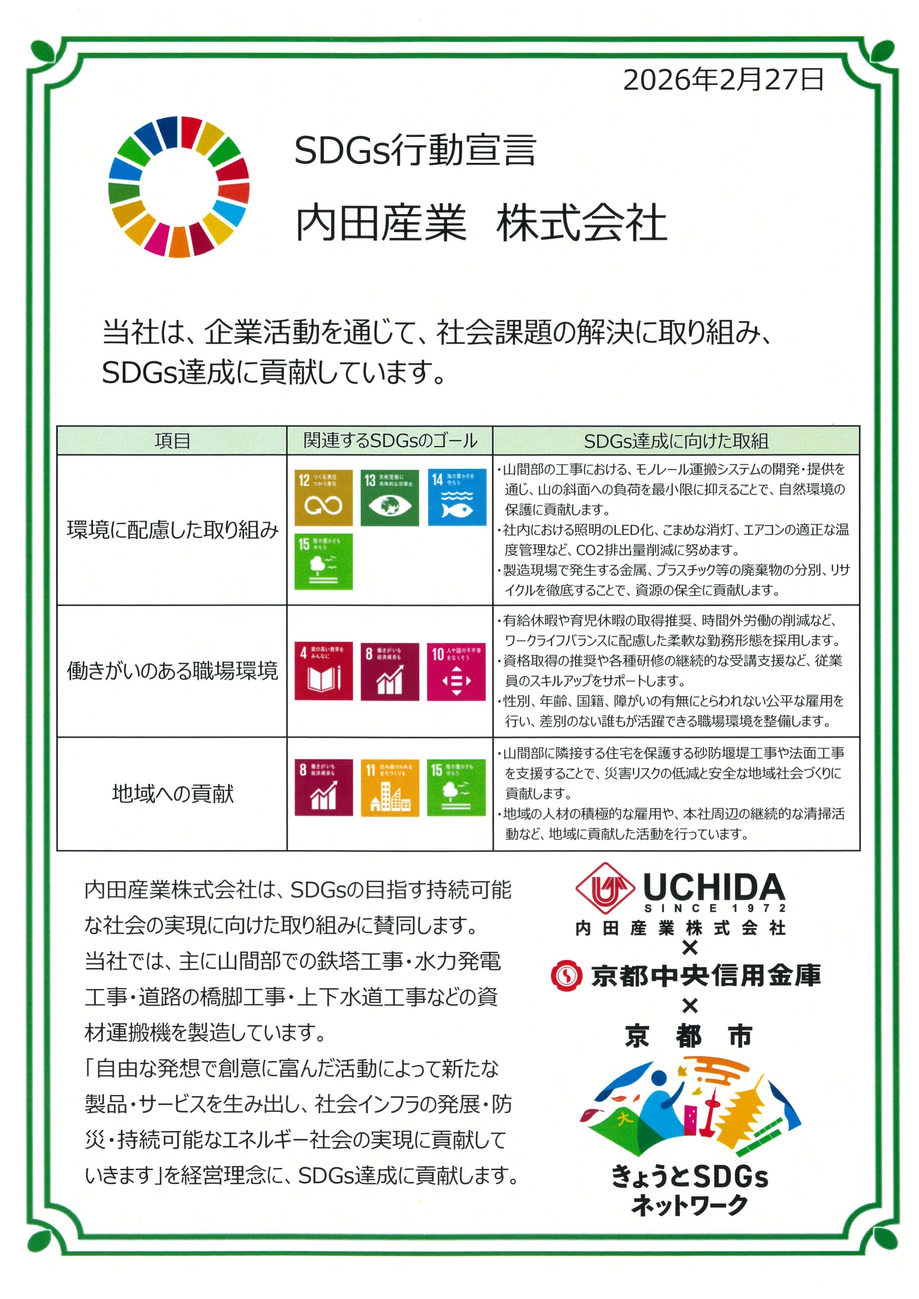 SDGs行動宣言認定